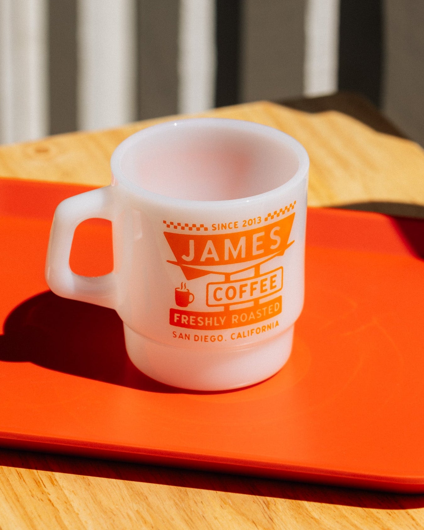 James Motel Milk Glass Mug James Coffee Co.