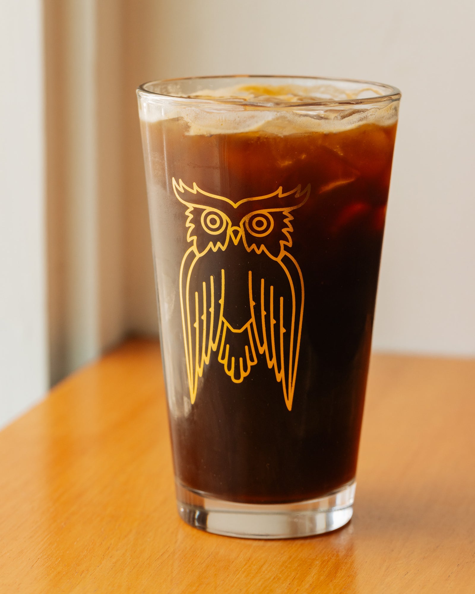 Gold Owl Pint Glass