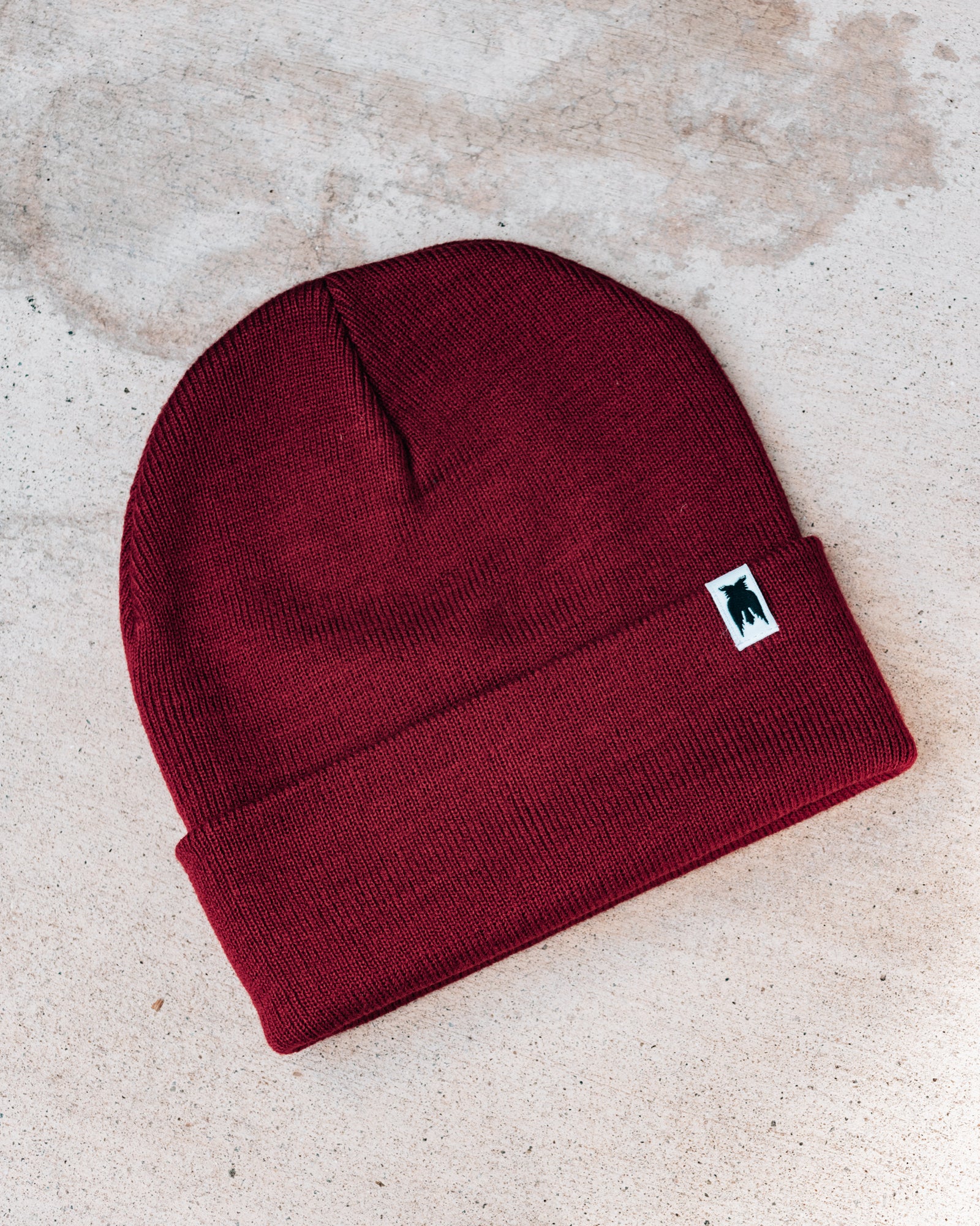 Beanie with Hem Tag Cardinal Red