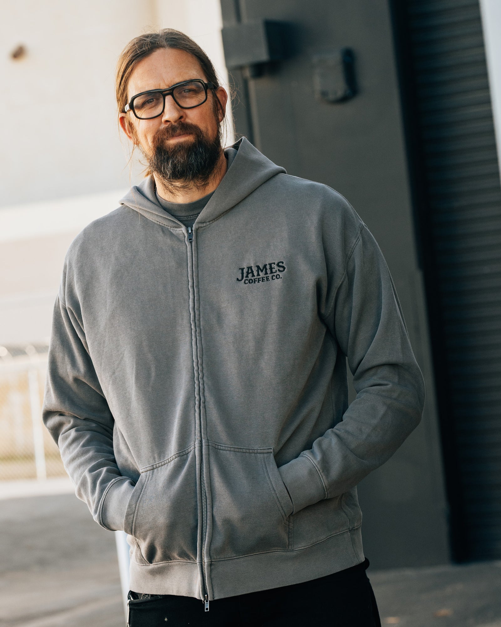 James Faded Grey Zip-up Hoodie
