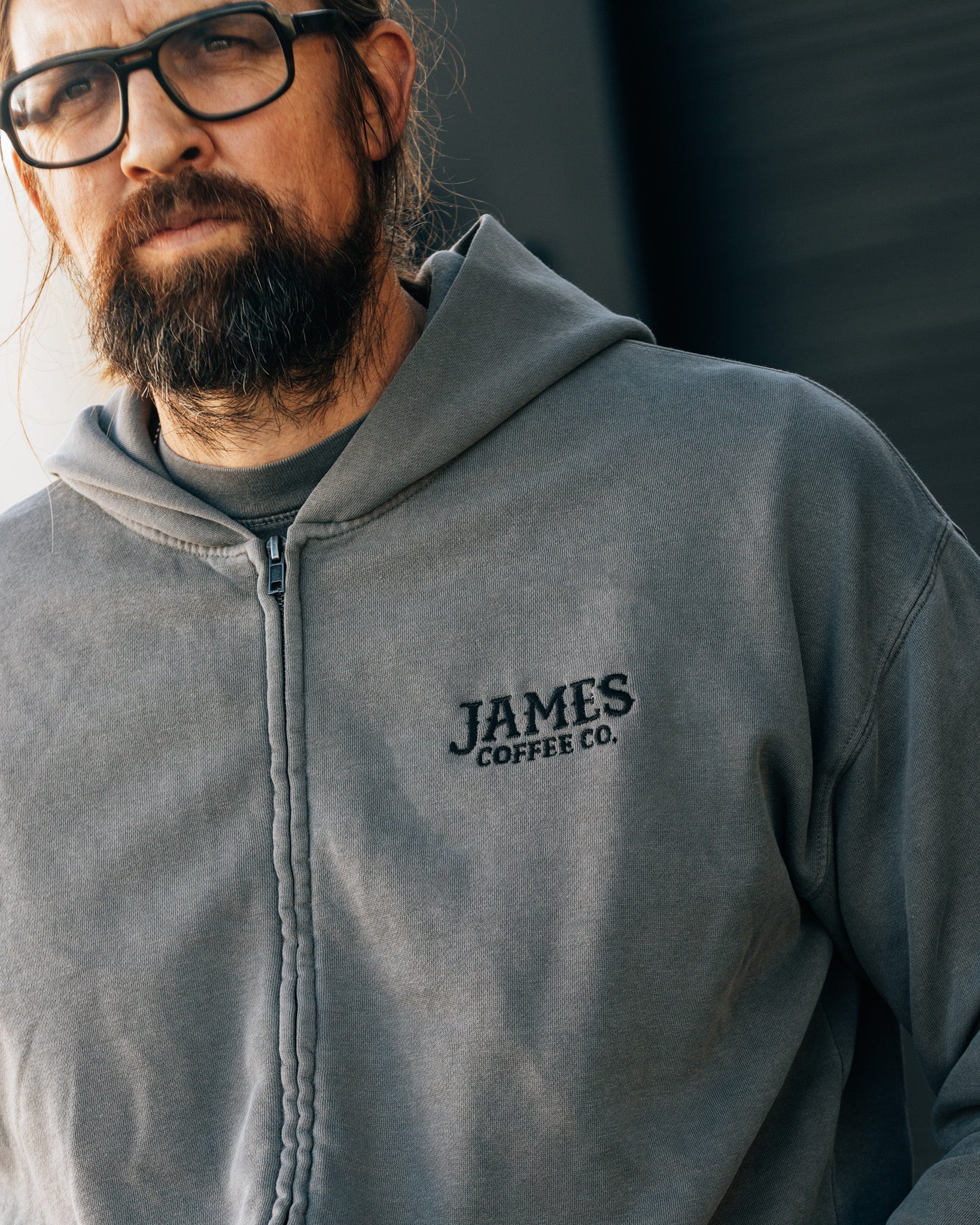 James Faded Grey Zip-up Hoodie