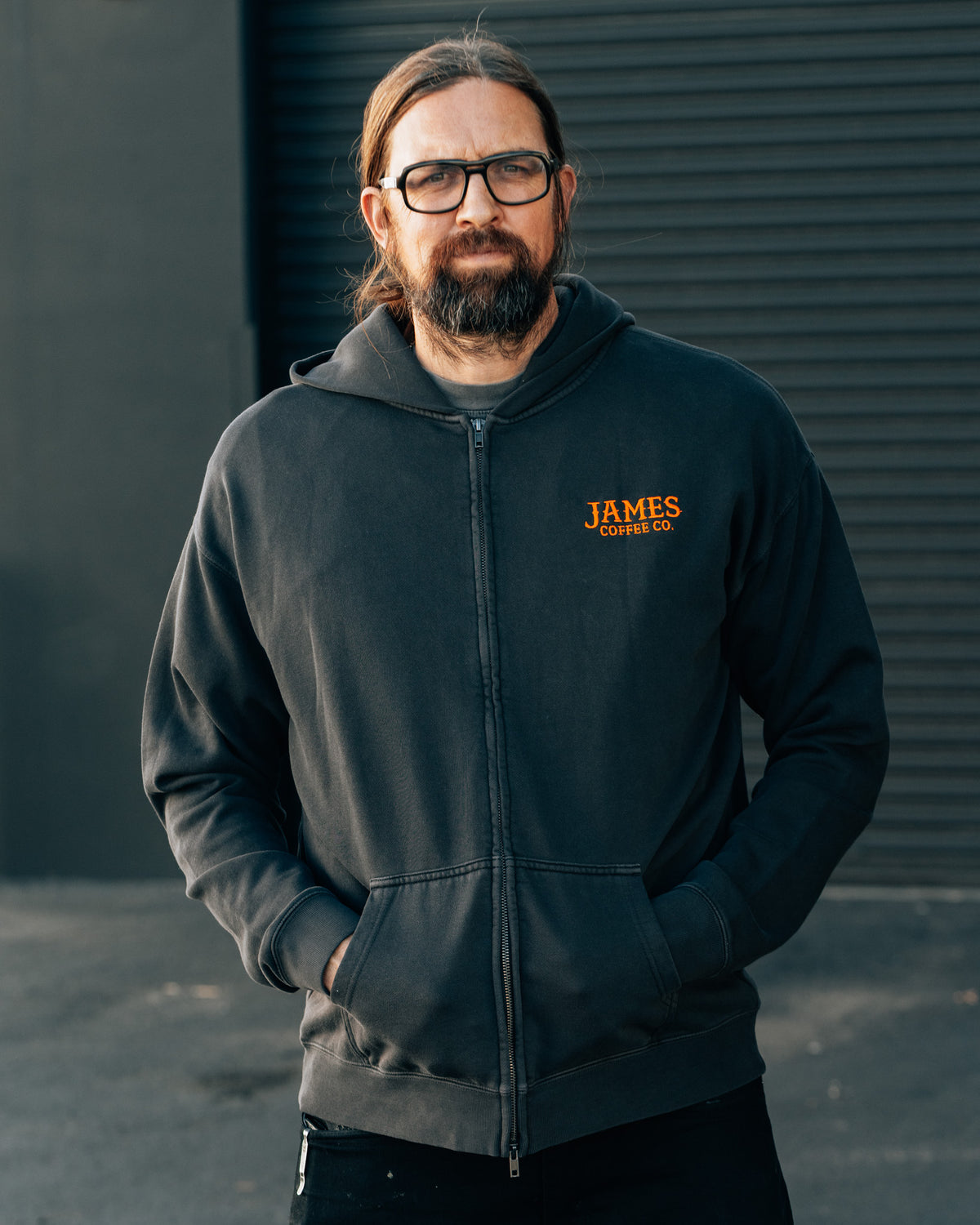 James Faded Black Zip-up Hoodie