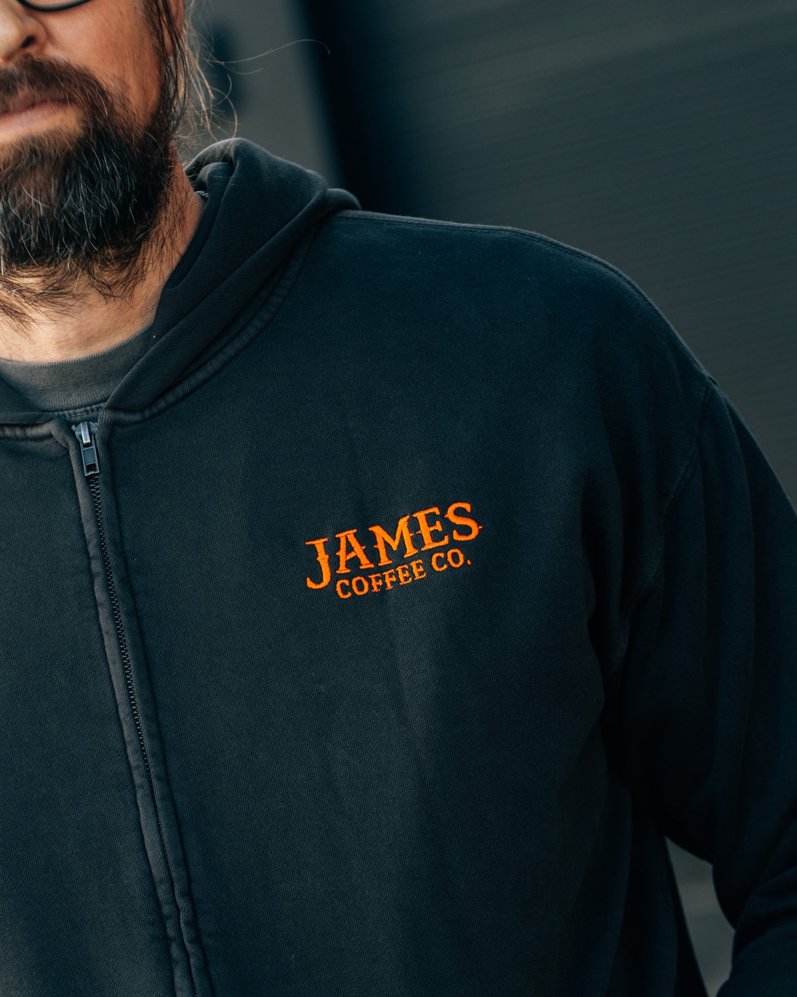 James Faded Black Zip-up Hoodie