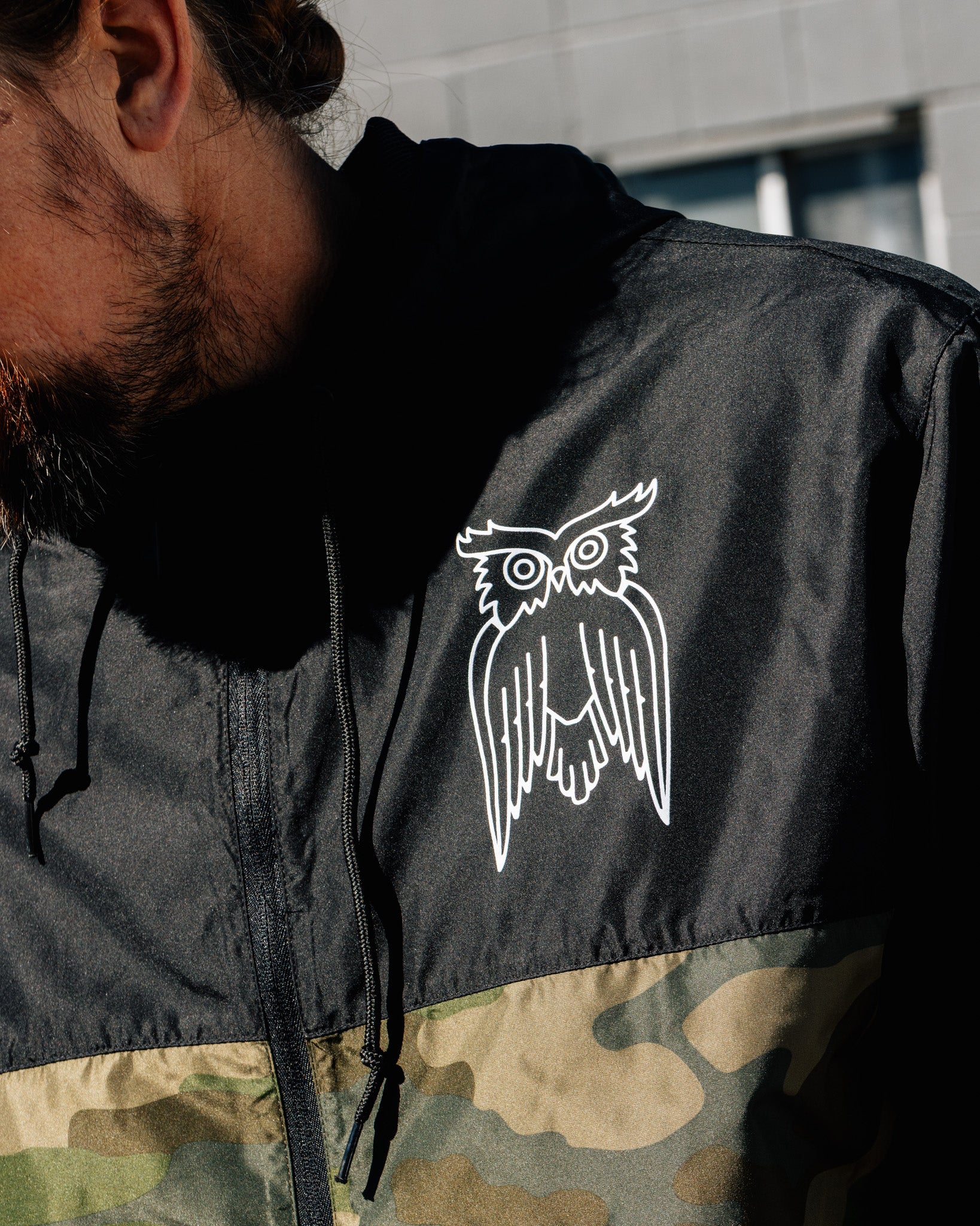 Camo Owl Windbreaker - James Coffee Co
