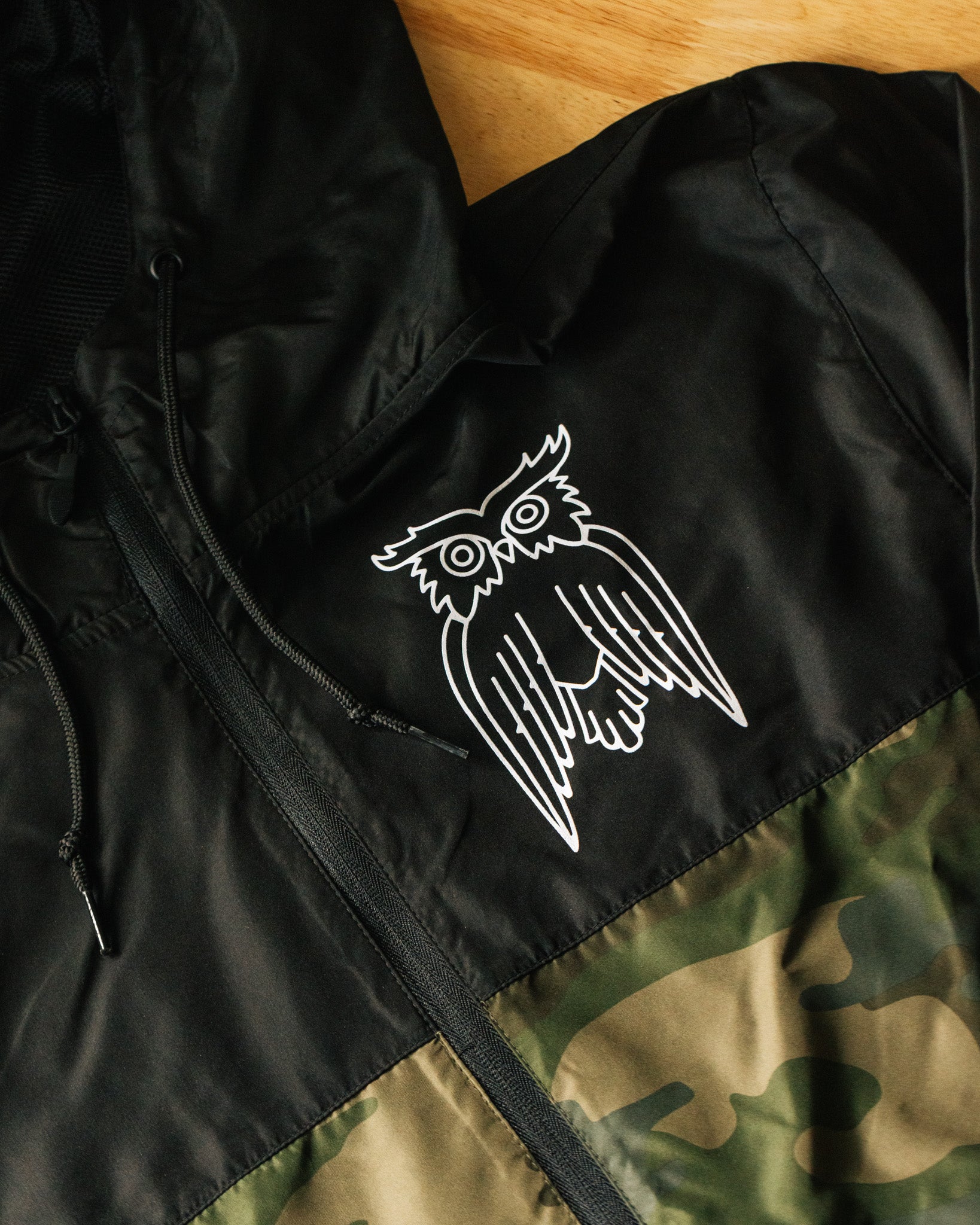 Camo Owl Windbreaker - James Coffee Co