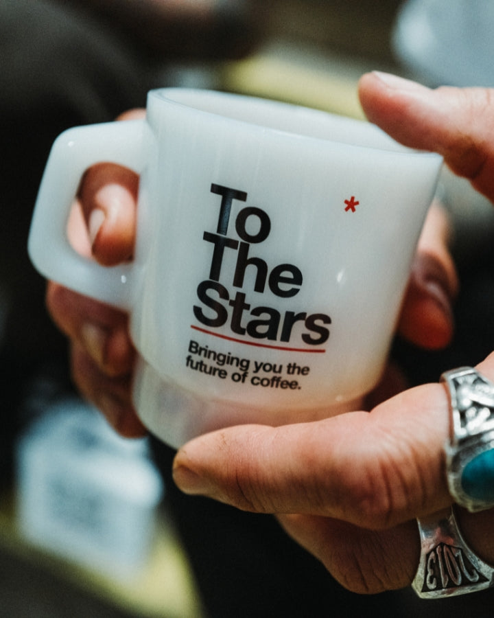 To The Stars Vintage Milk Glass Mug