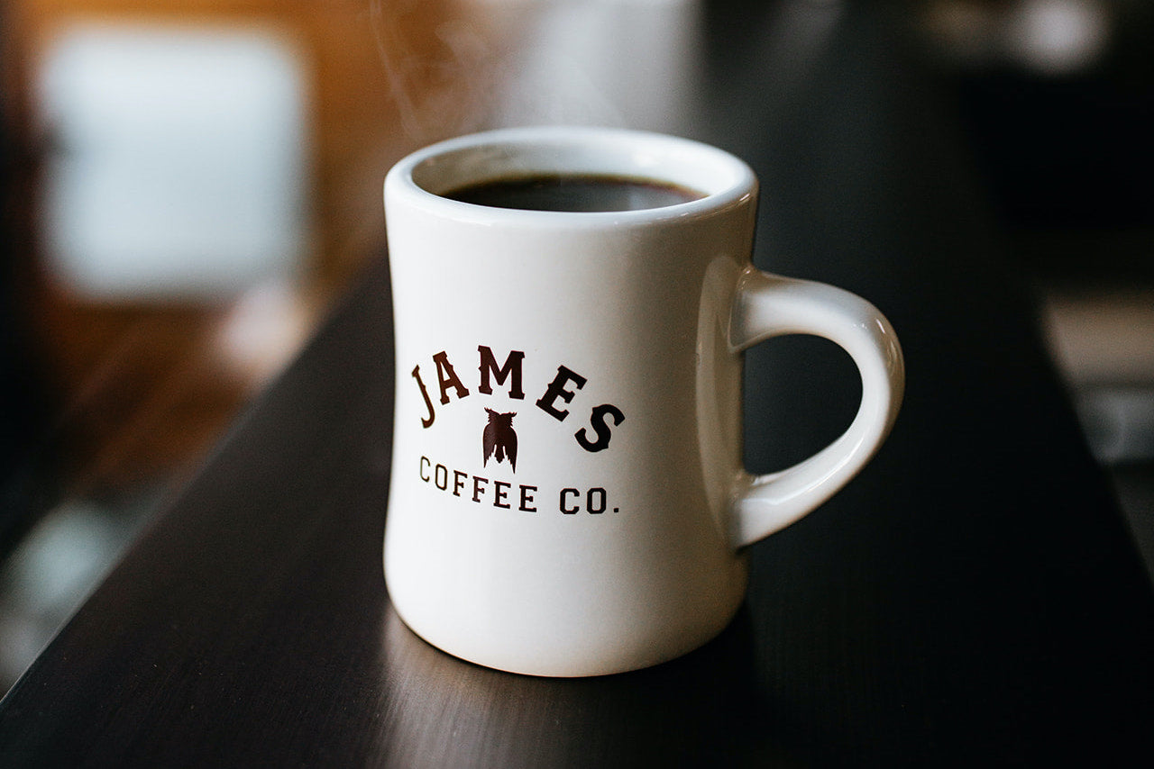 Grey Logo Tee with Back Print - James Coffee Co. M