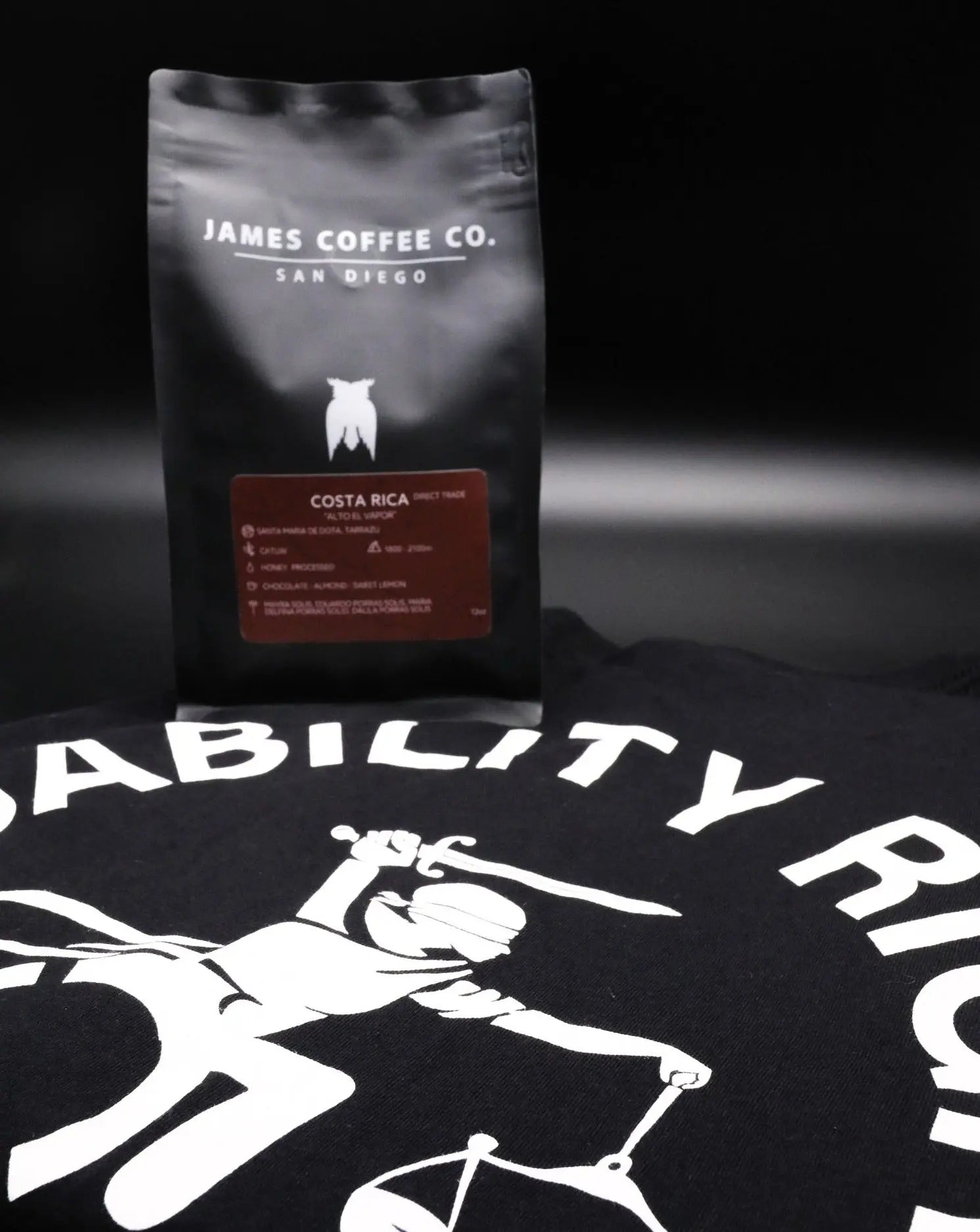 DRN Shirts for a cause coffee package James Coffee Co.